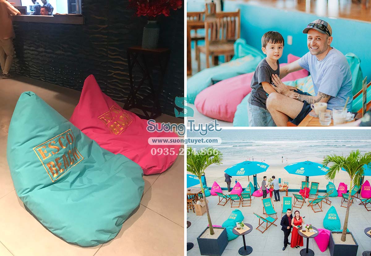 Sương Tuyết giao ghế lười tại nhà hàng Esco Beach Bar.