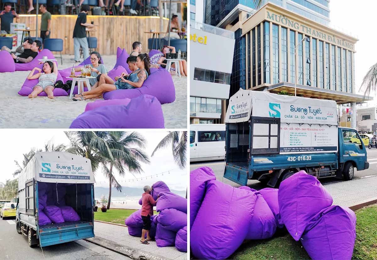 Sương Tuyết cung cấp ghế lười Paradise beach bar.