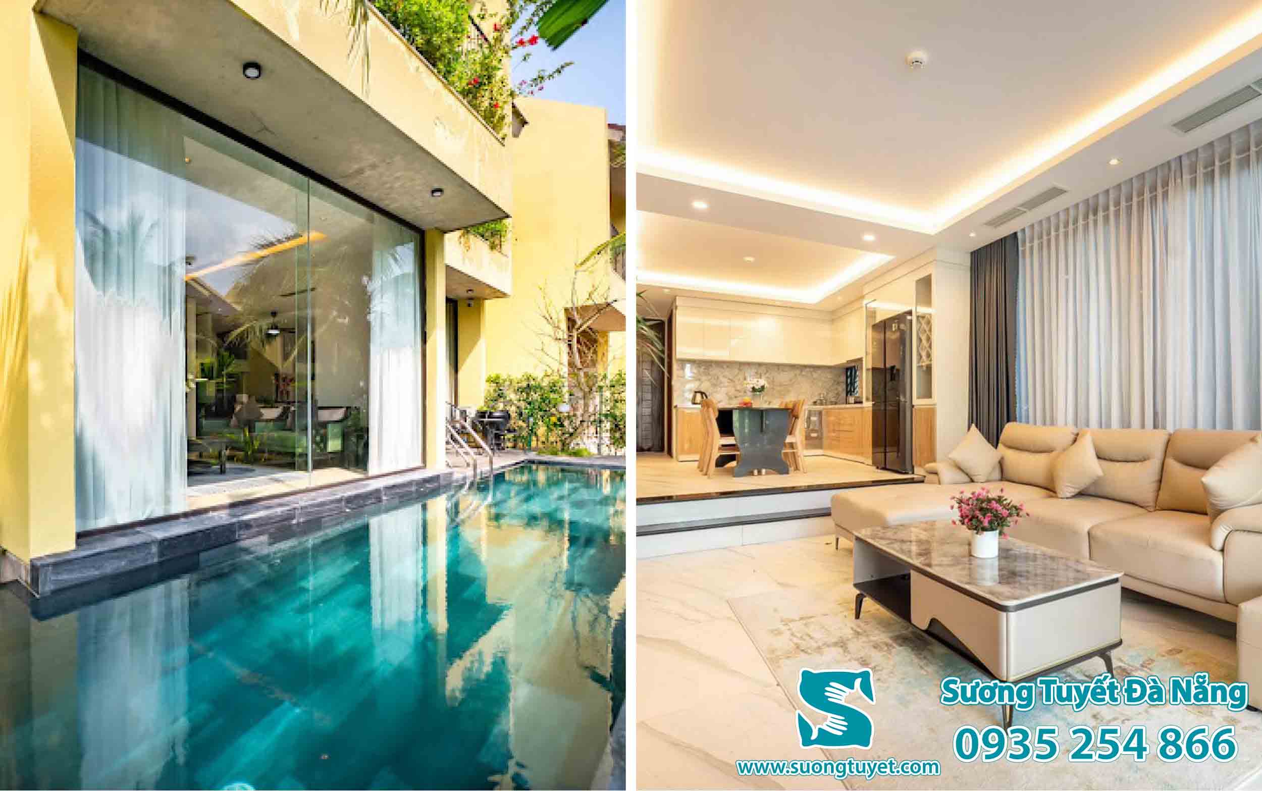 Sương Tuyết lắp rèm Casamia Calm resort Hội An.