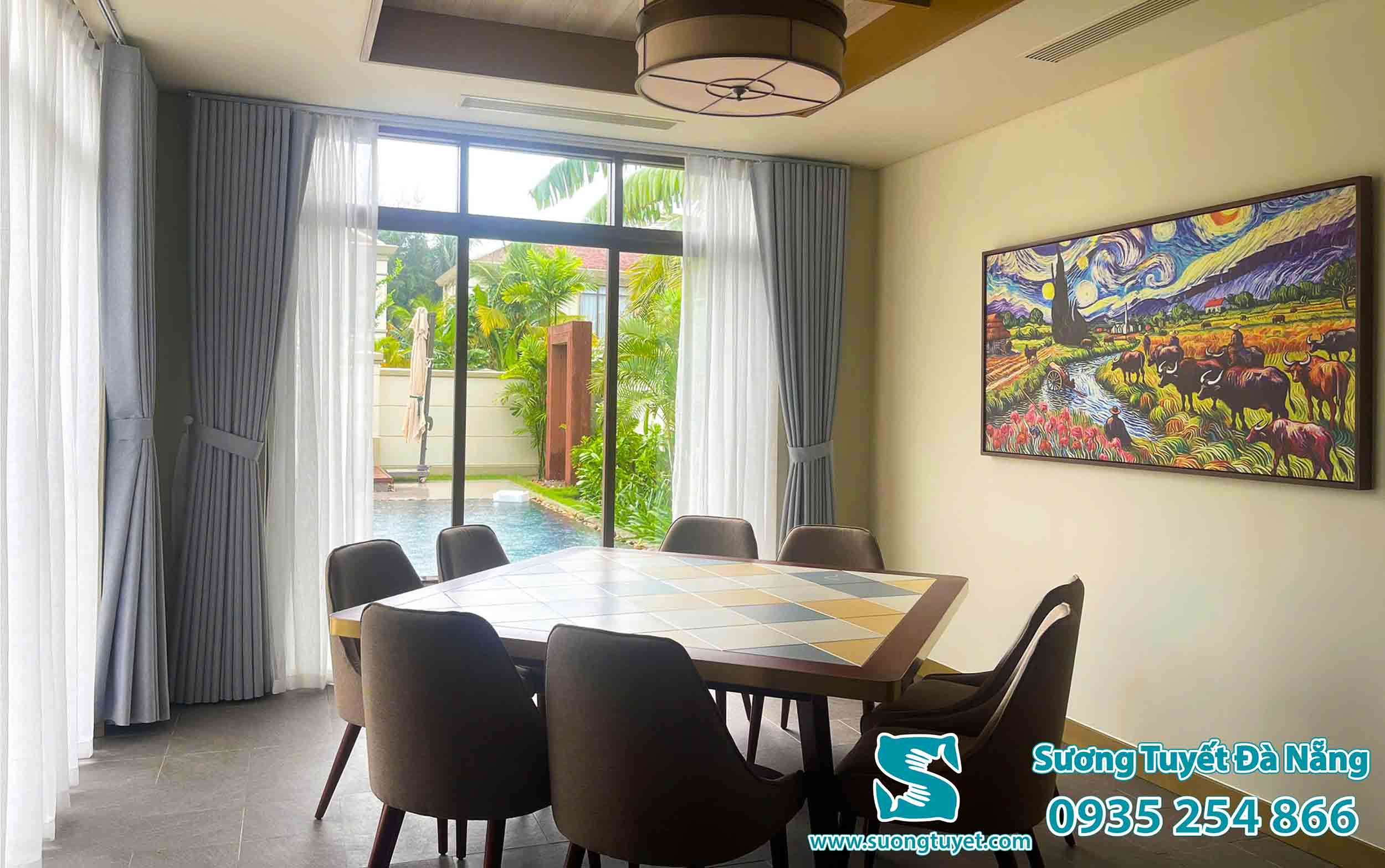 Rèm cửa Sương Tuyết lắp đặt tại Fusion Villa.