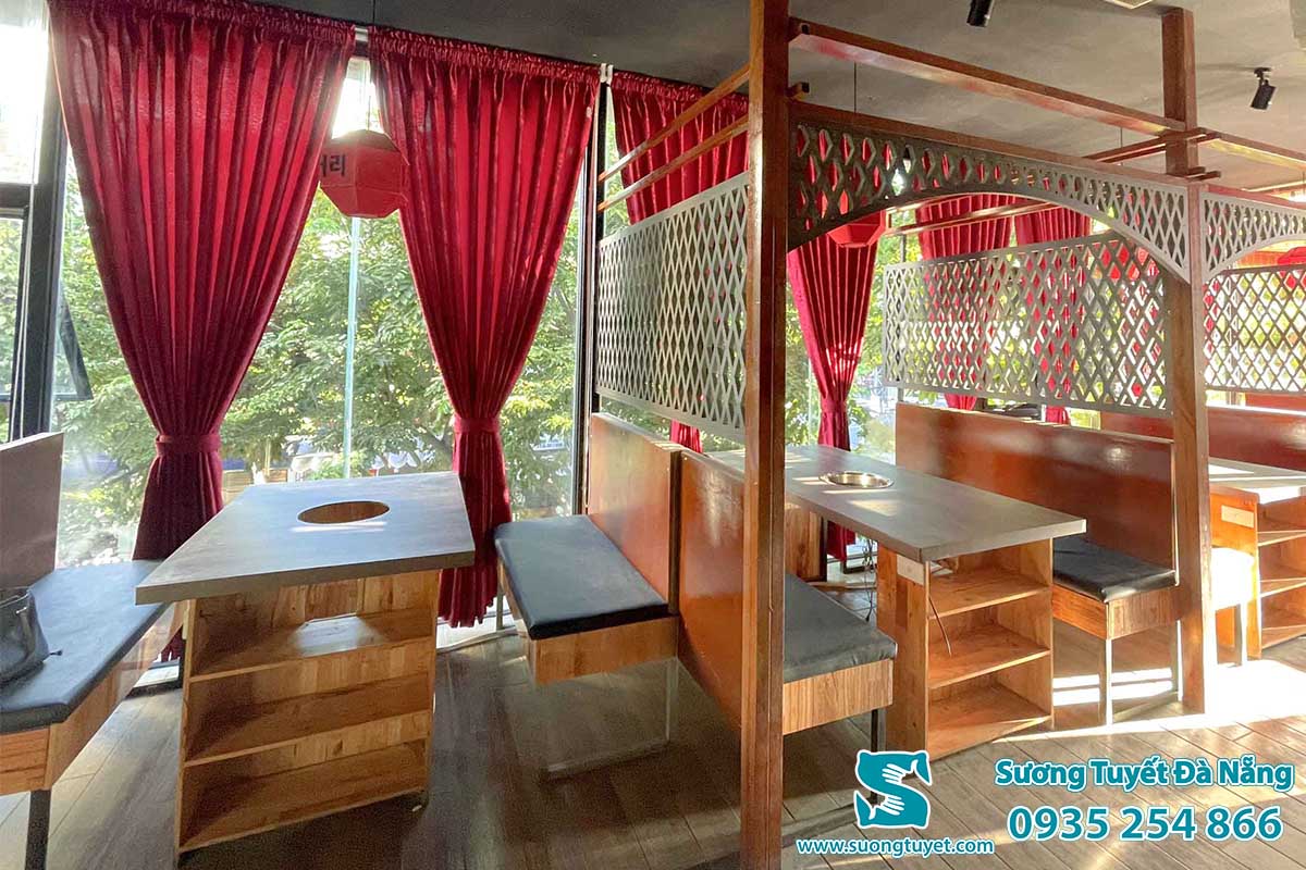 Cung cấp rèm gấm cao cấp cho nhà hàng lẩu nướng Seoul Đà Nẵng.