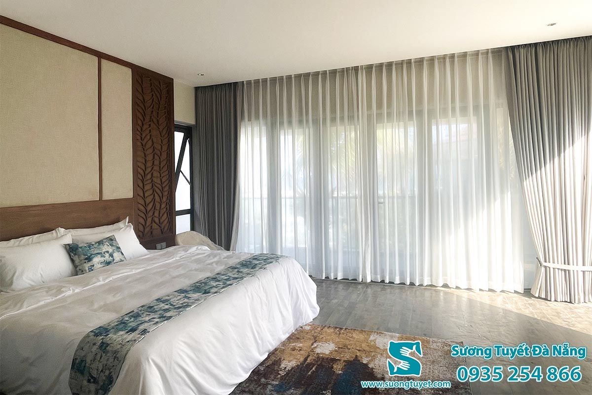 Hình ảnh rèm hai lớp Sương Tuyết lắp đặt cho căn hộ cao cấp Euro Villa.