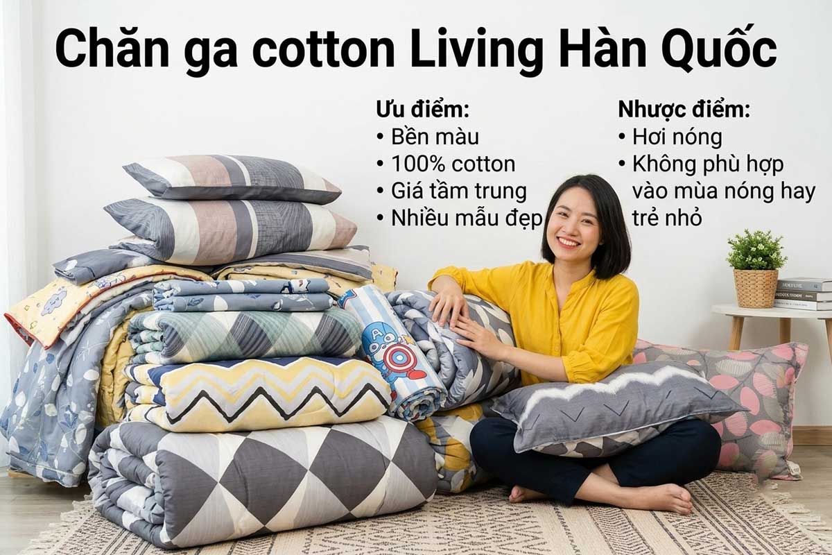 Chăn ga cotton Hàn Quốc nhập có nhiều mẫu đa dạng.