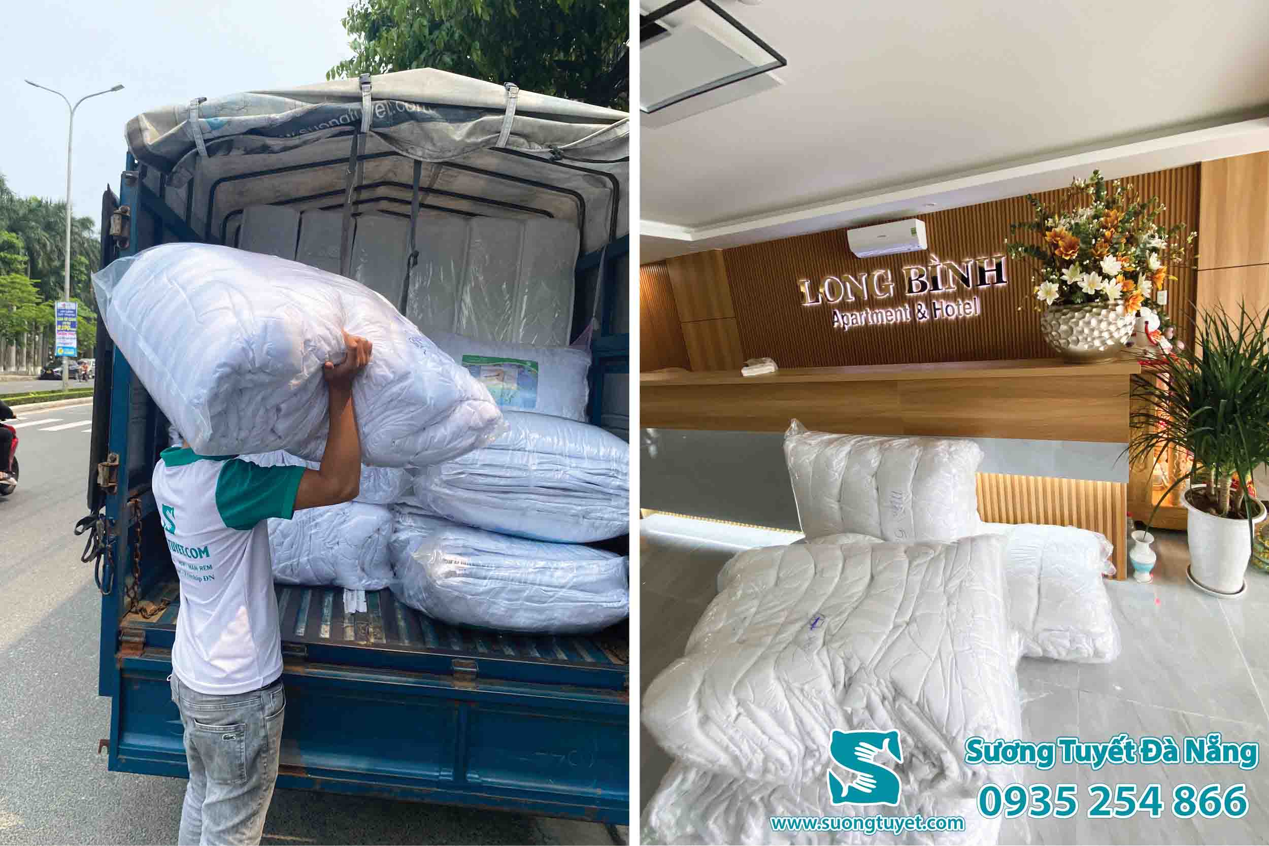 Ngoài nệm, Sương Tuyết còn cung cấp hàng chục bộ combo chăn ga gối .