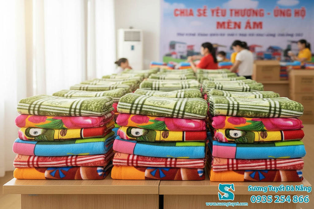 Mền nỉ giá rẻ cũng được làm từ thiện thường xuyên.