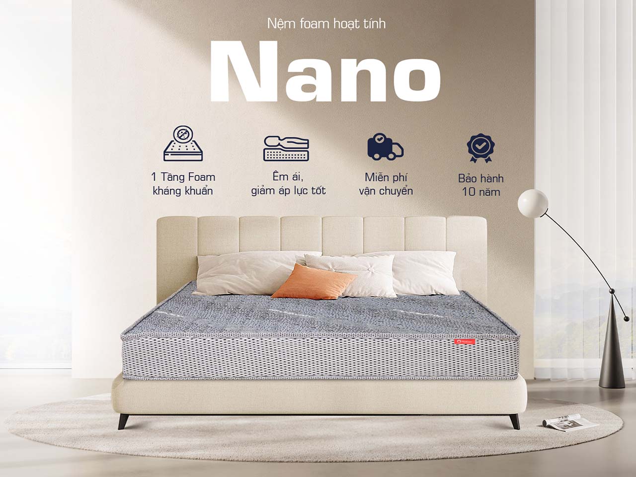 Mua nệm Nano được tặng bộ quà 7 món hấp dẫn.