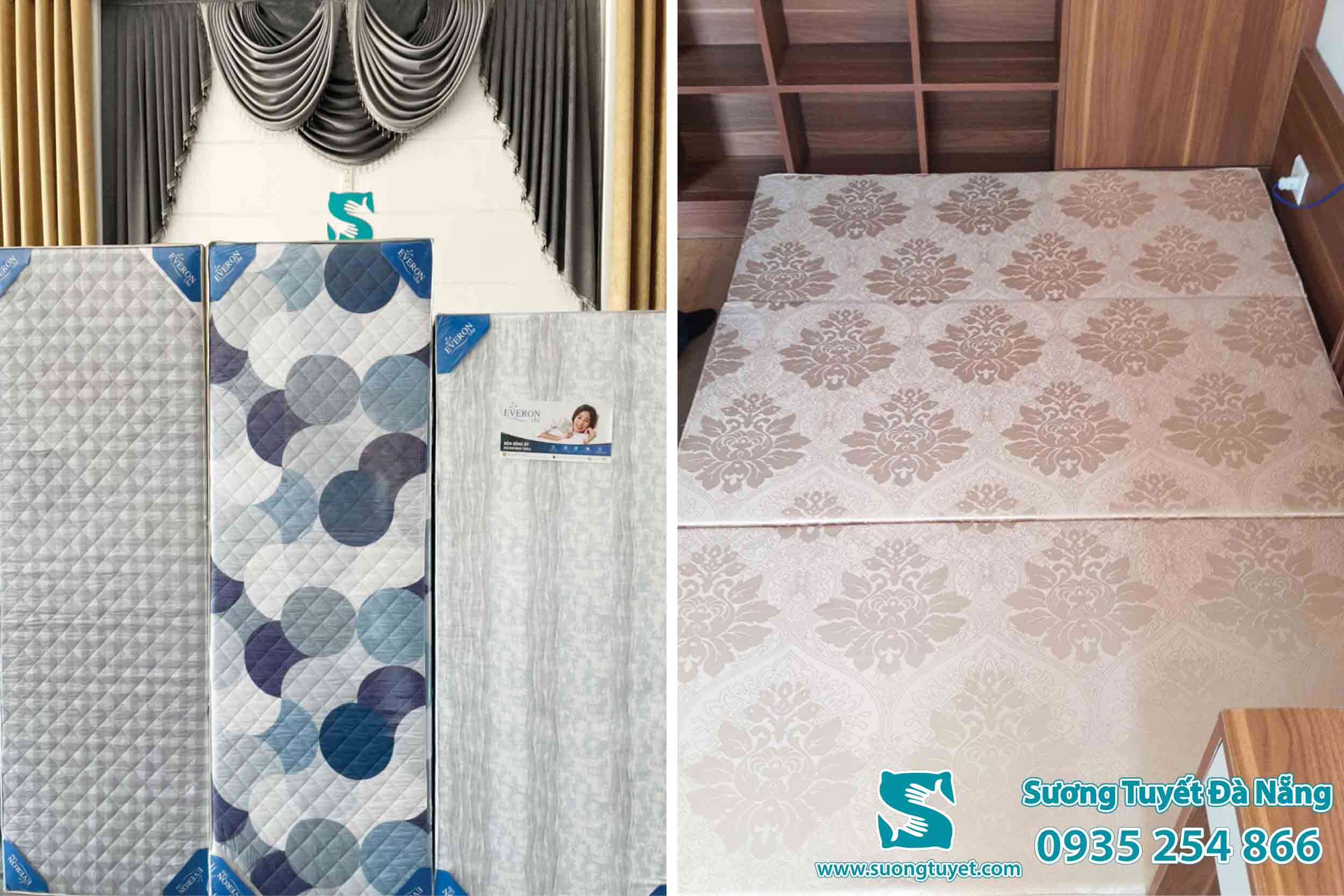 Ảnh nệm everon bông ép tại Sương Tuyết cung cấp.