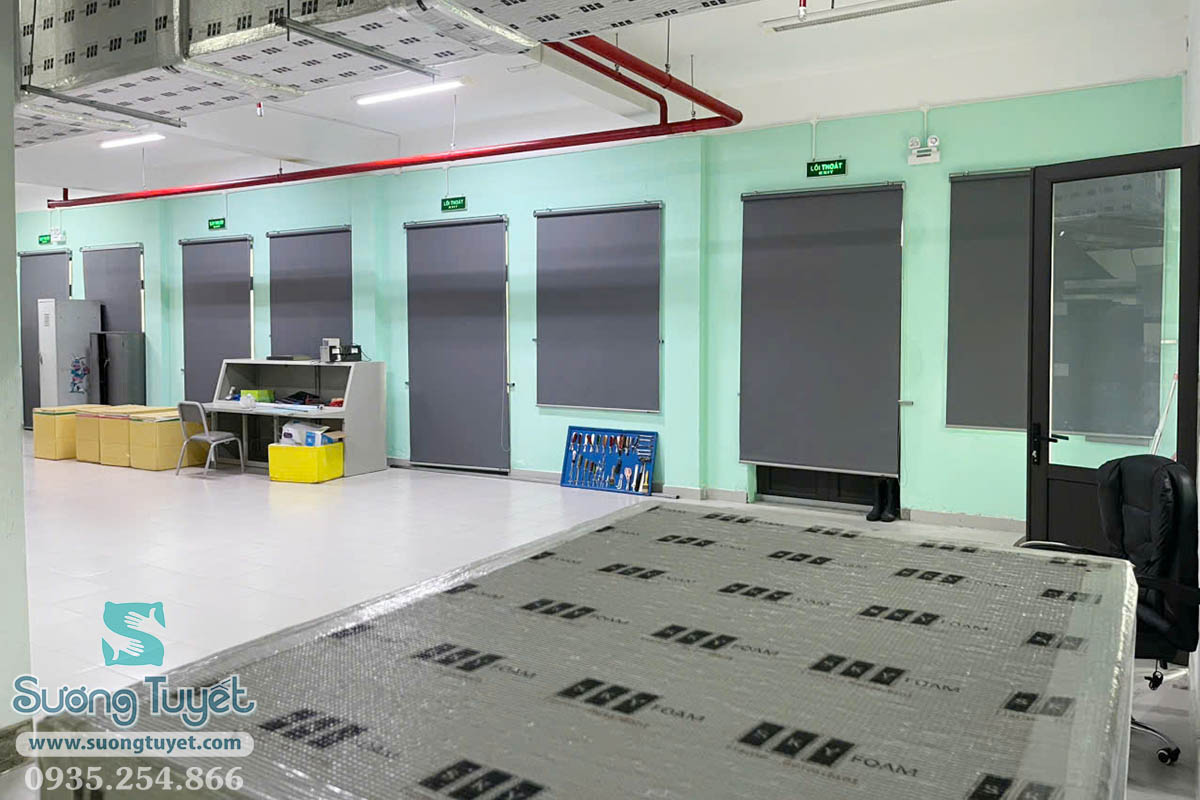Rèm cuốn trơn cản sáng 100% bảo vệ thiết bị văn phòng