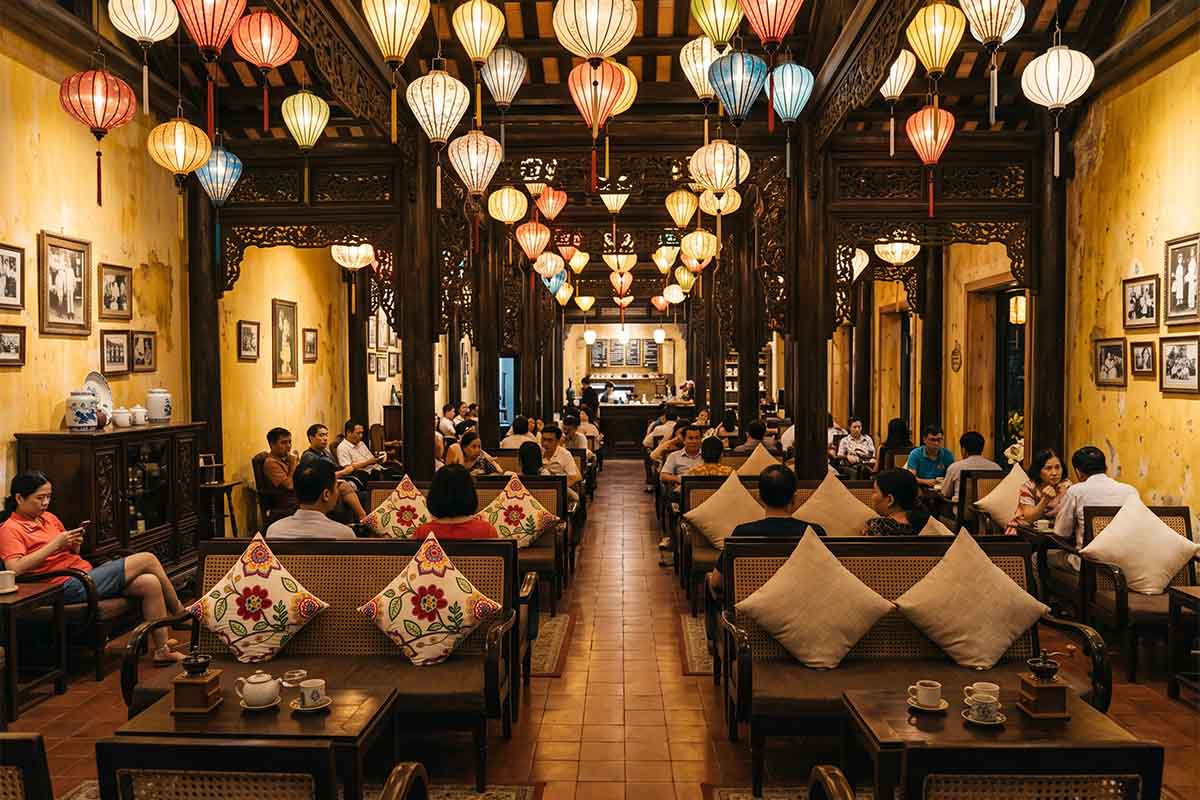 Quán xá thêm phần sang trọng và có điểm nhấn hơn nhờ gối tựa.