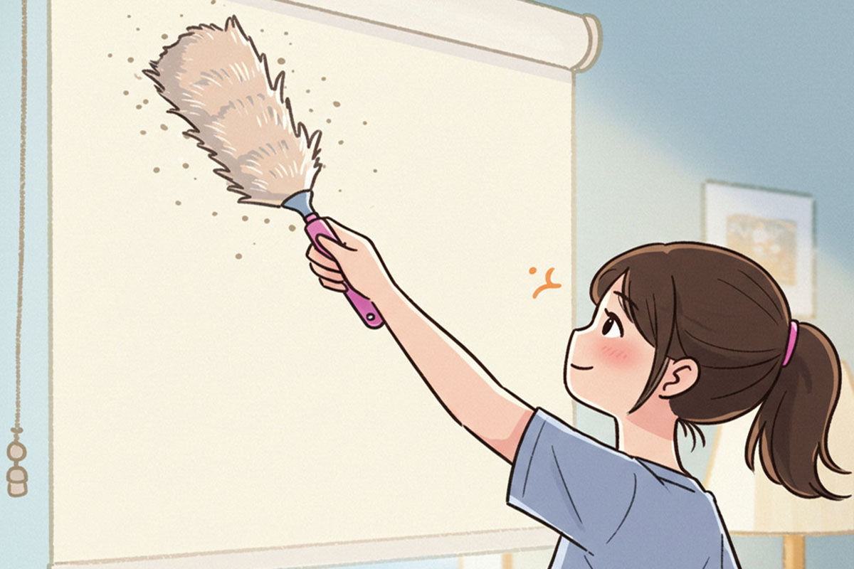 Vệ sinh rèm cuốn dễ dàng bằng chổi lông.