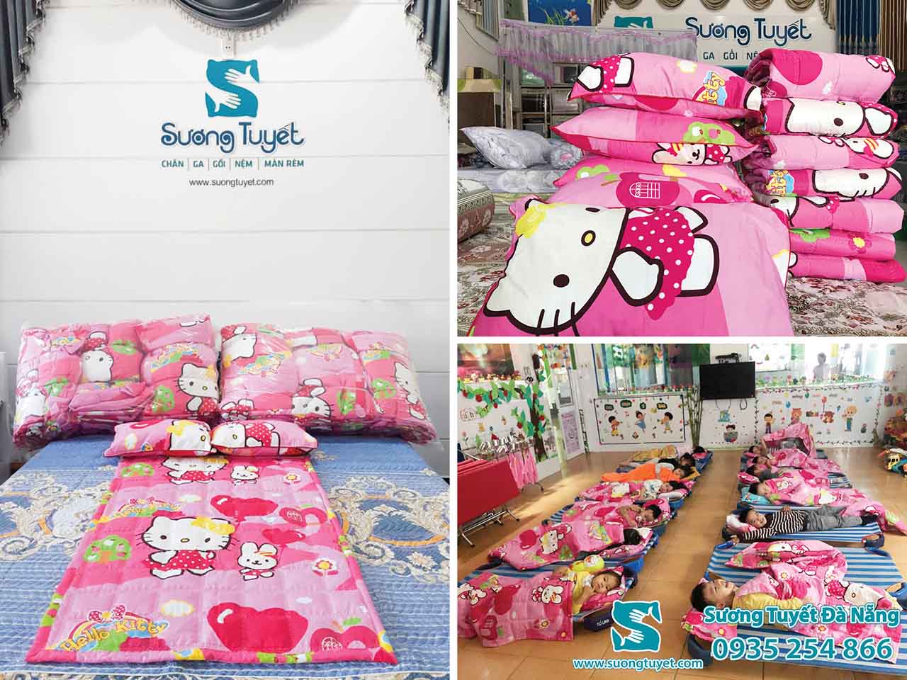 Sương Tuyết 20 năm may chăn ga cho bé đi học tại Đà Nẵng.