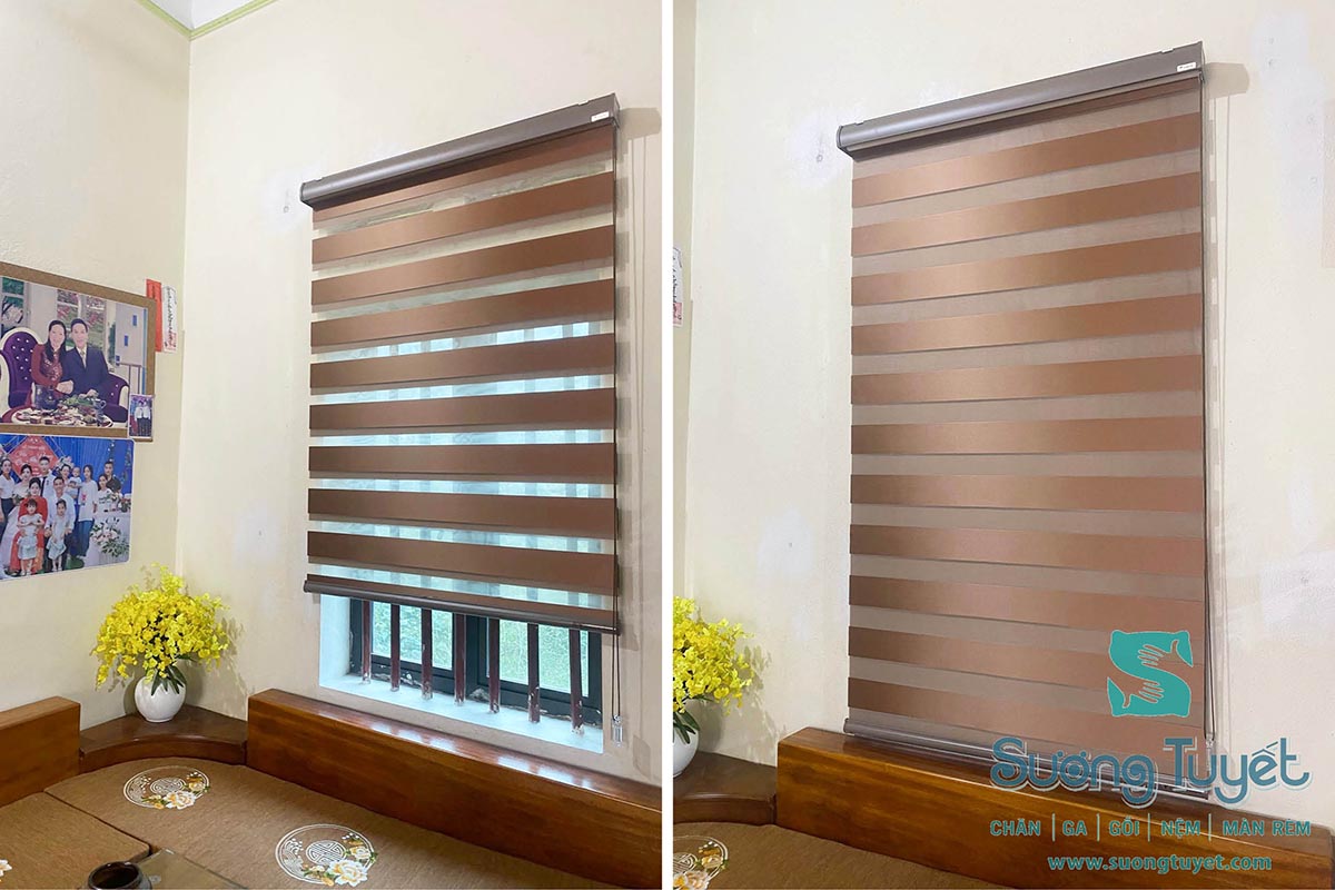 Chỉ cần kéo 2 lá rèm sole với nhau là đã quan sát được bên ngoài.