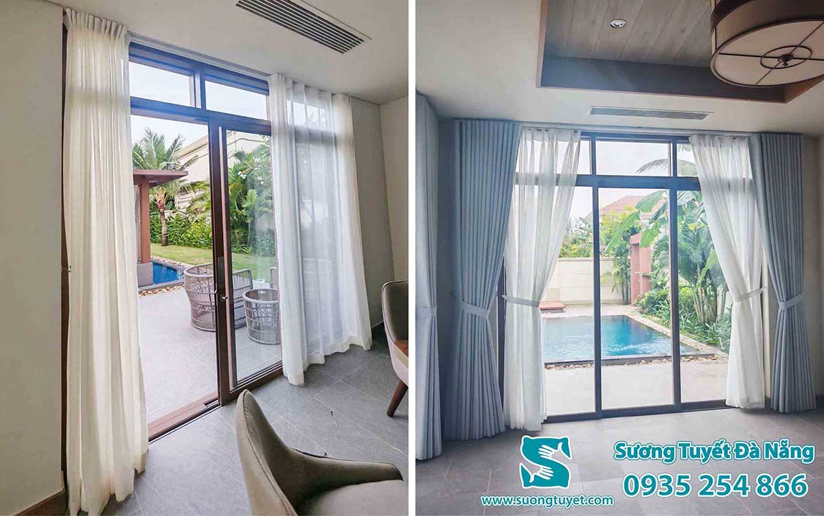 Rèm vải 2 lớp phòng Fusion Resort.