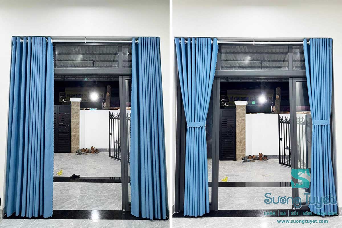 Ngoài màu xanh lam ngọc, rèm vảicòn có những màu xanh rêu, xanh dương, xanh xám... rất đa dạng.