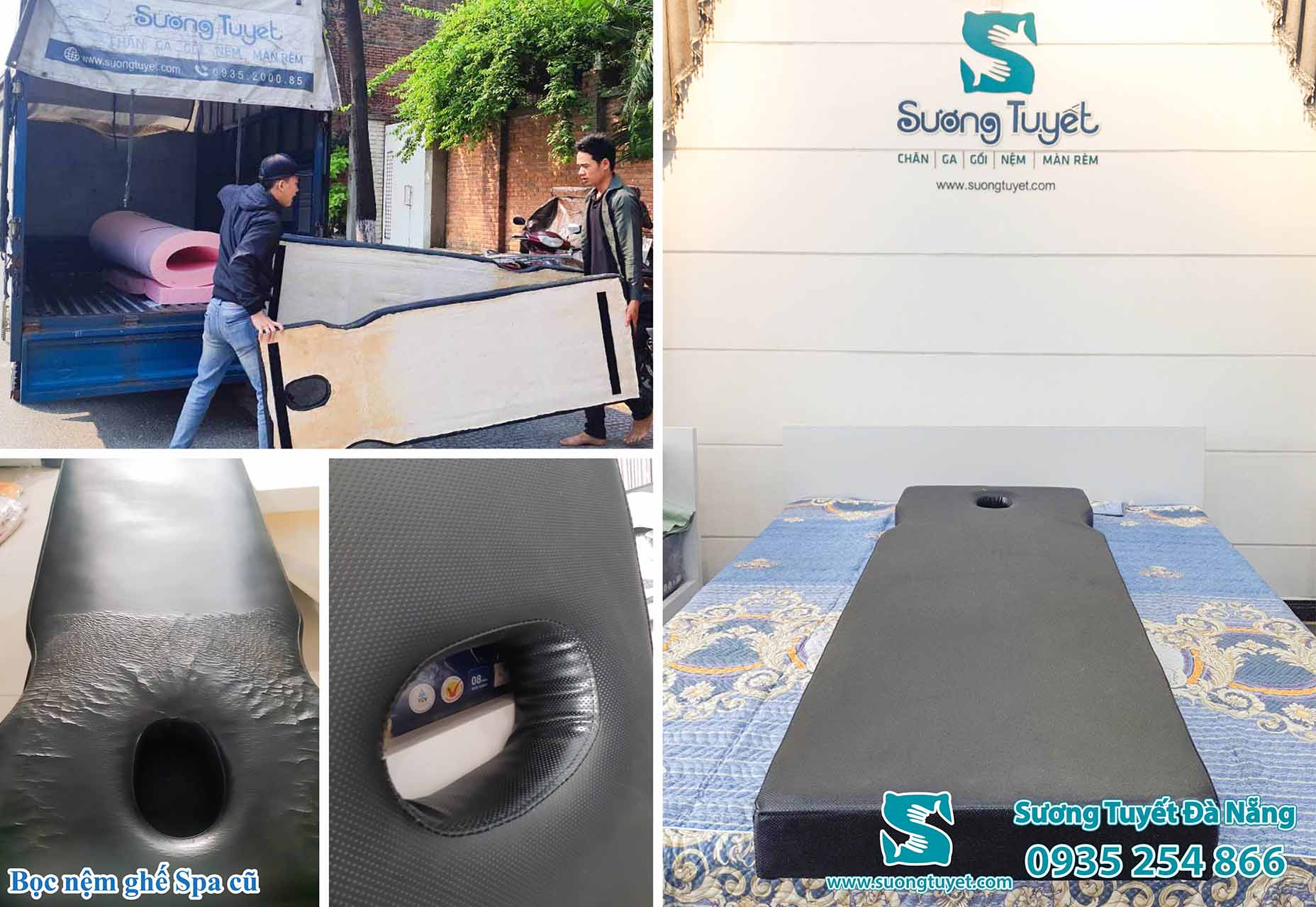 Bọc lại nệm giường Spa simili.