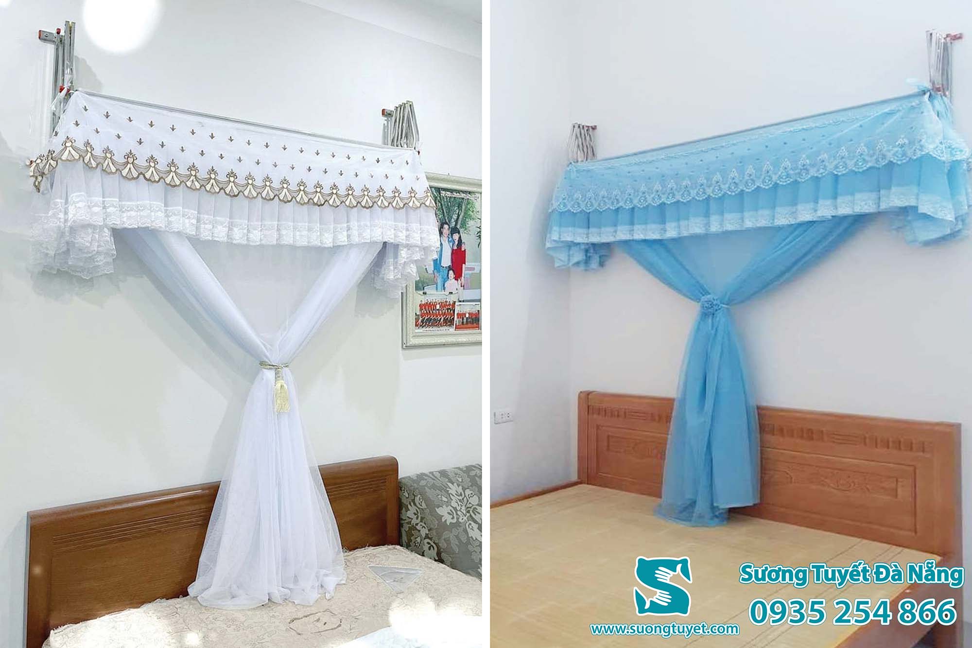 Mùng khung xếp gọn giúp tiết kiệm diện tích và tạo sự trống trải sau khi ngủ dậy.