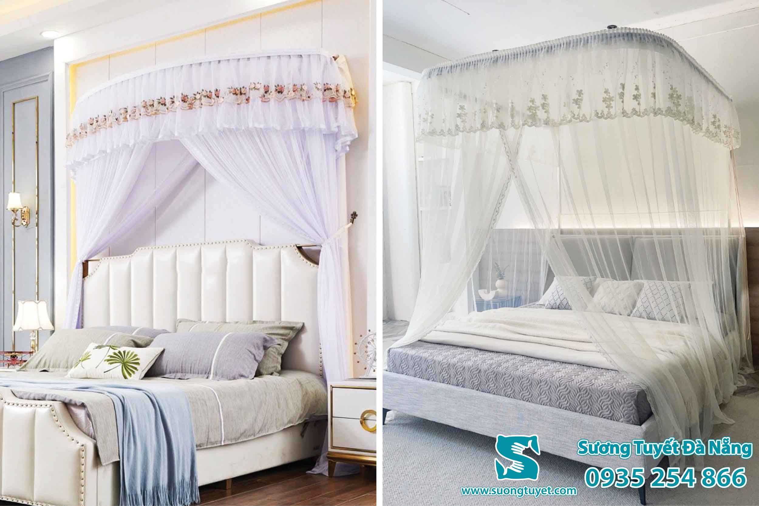 Cận cảnh mùng xếp bán nguyệt trước và sau khi bung ra.