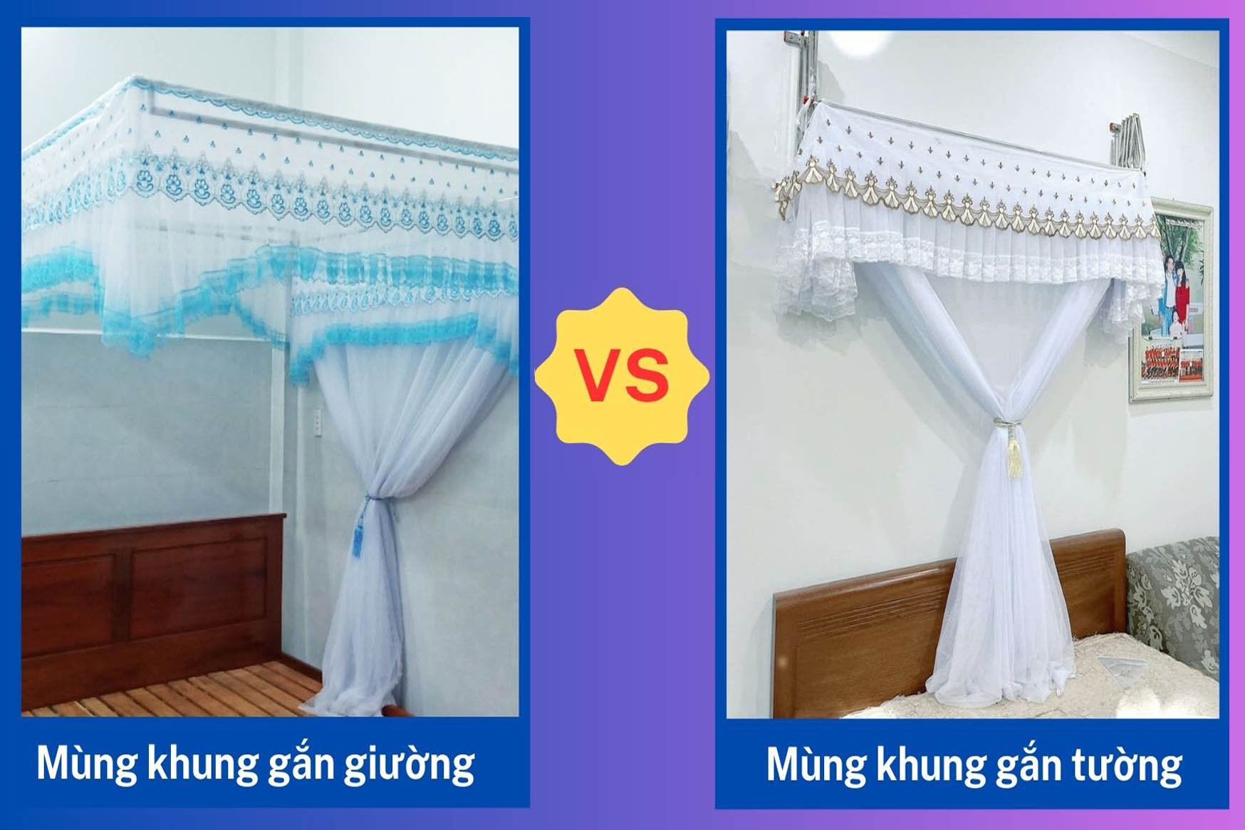 So sánh mùng khung gắn tường và gắn giường nên dùng loại nào?