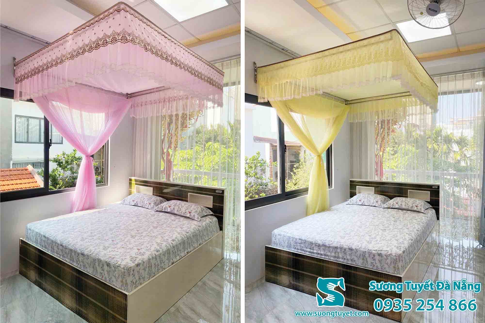 Mùng gắn tường cố định đòi hỏi khung phải bắn thật chắc chắn vào tường.