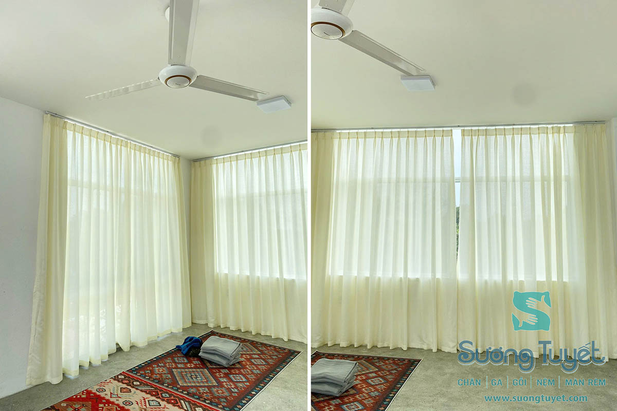 Sương Tuyết thi công trọn gói rèm và nệm cho nhà nghỉ 2 tầng tại Nam Hội An