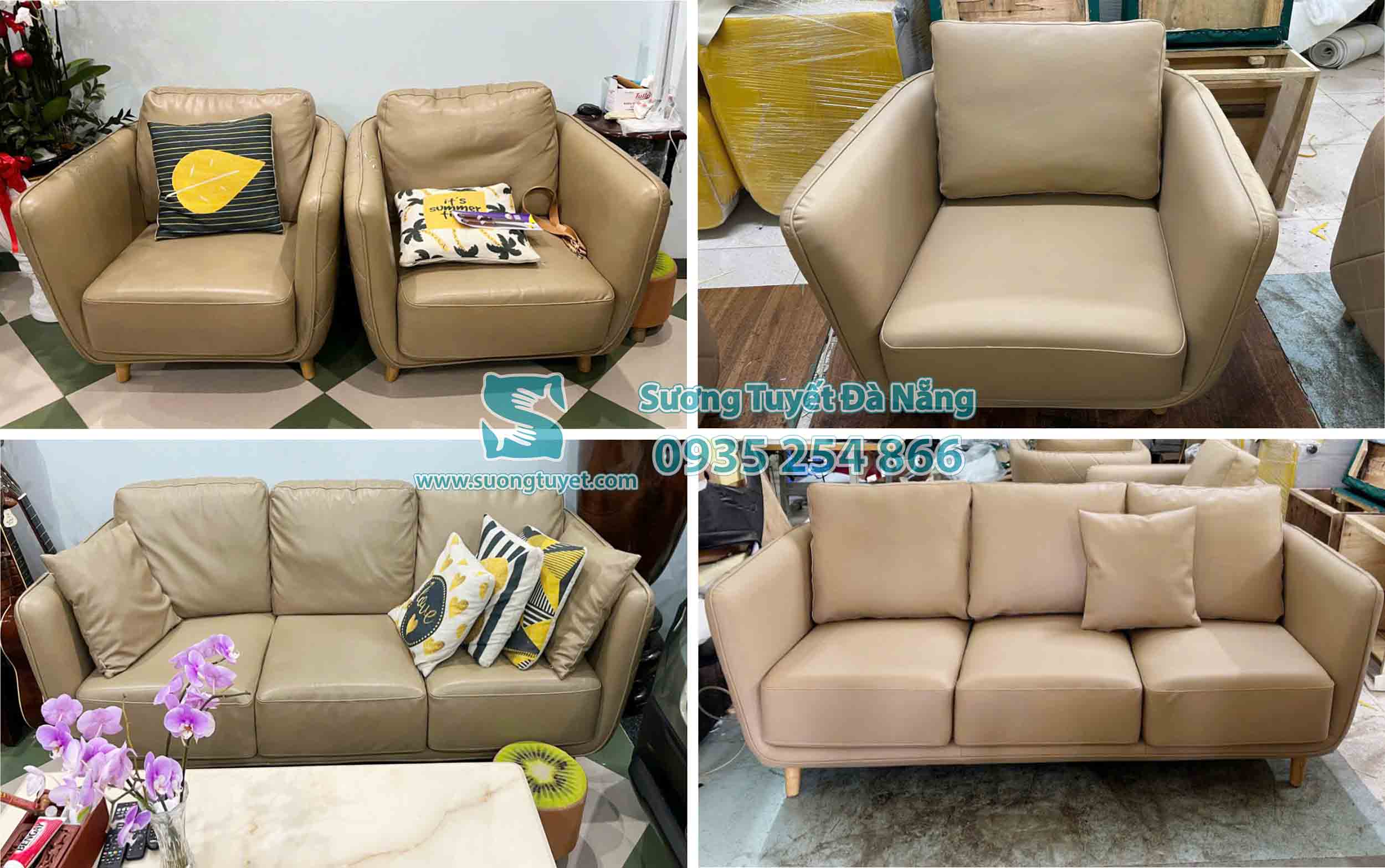 Bộ sofa kết hợp nệm ngồi được chế tạo rất kỳ công.