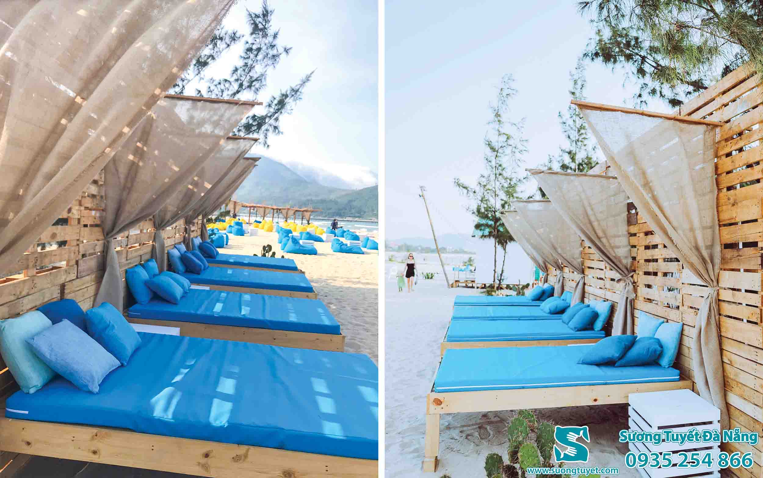 Màu xanh da trời lại phù hợp với view biển.