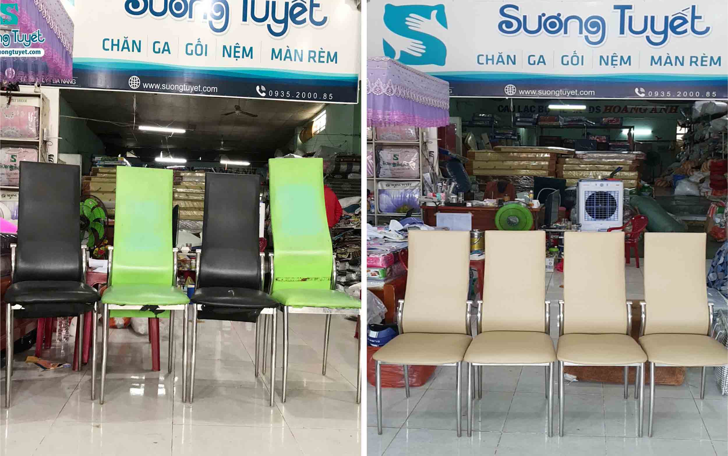 Một bộ ghế ăn được thay áo mới.