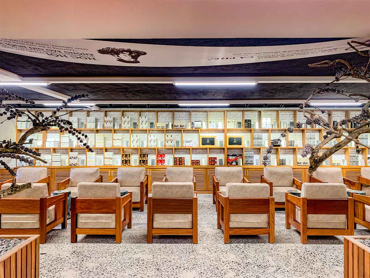 Những chiếc ghế được bài trí san sát hiện đại.