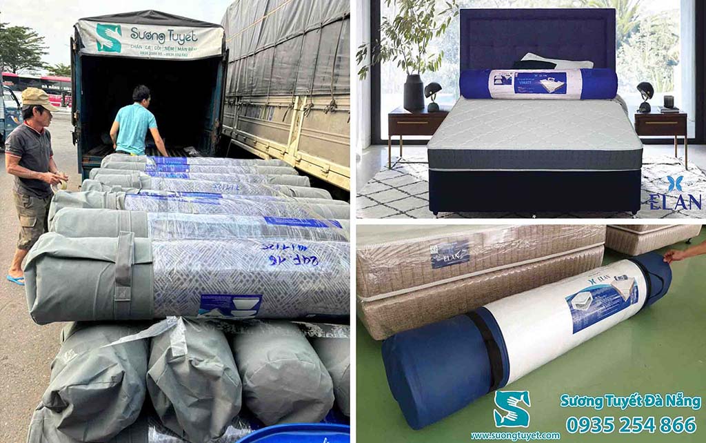 Sương Tuyết giao nệm lò xo khách sạn Elan cho khách sạn ở Huế.