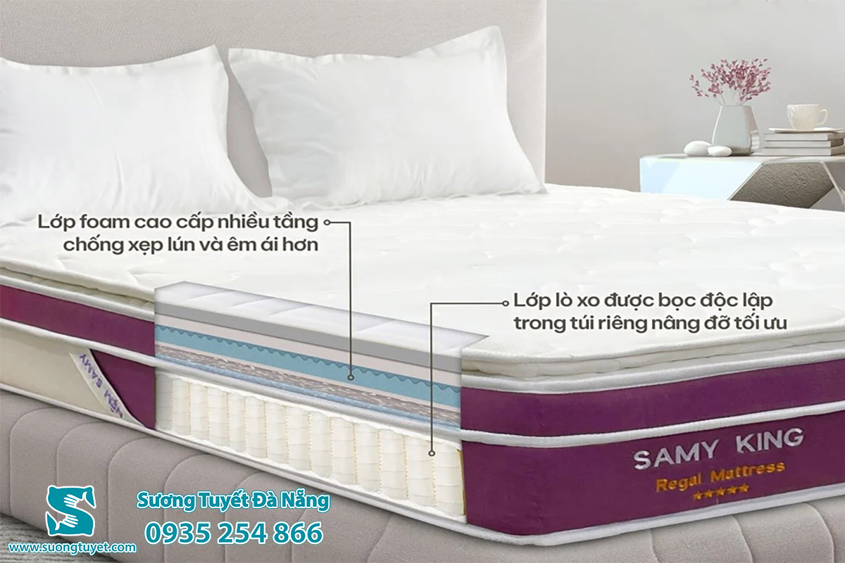 Nệm lò xo túi nâng đỡ tốt hơn, thường dày dặn hơn.