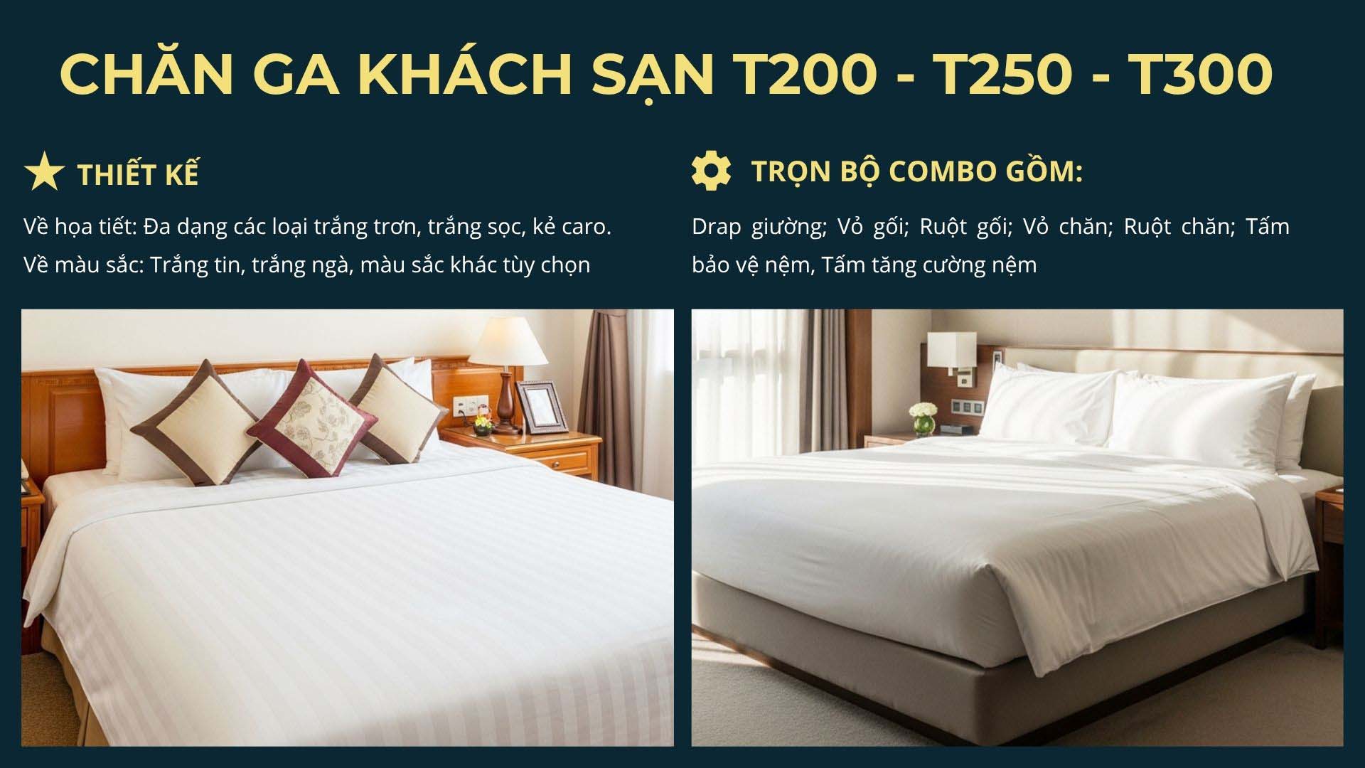 Cung cấp trọn gói chăn ga khách sạn.