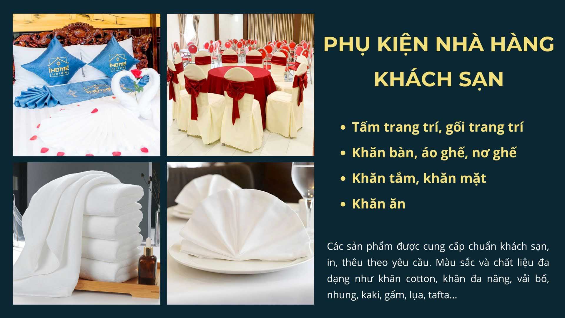 Phụ kiện nhà hàng, khách sạn may theo yêu cầu.