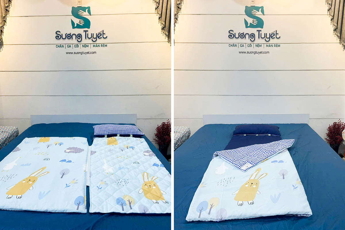 Chất liệu vải lụa pha cotton, màu in thoải mái.
