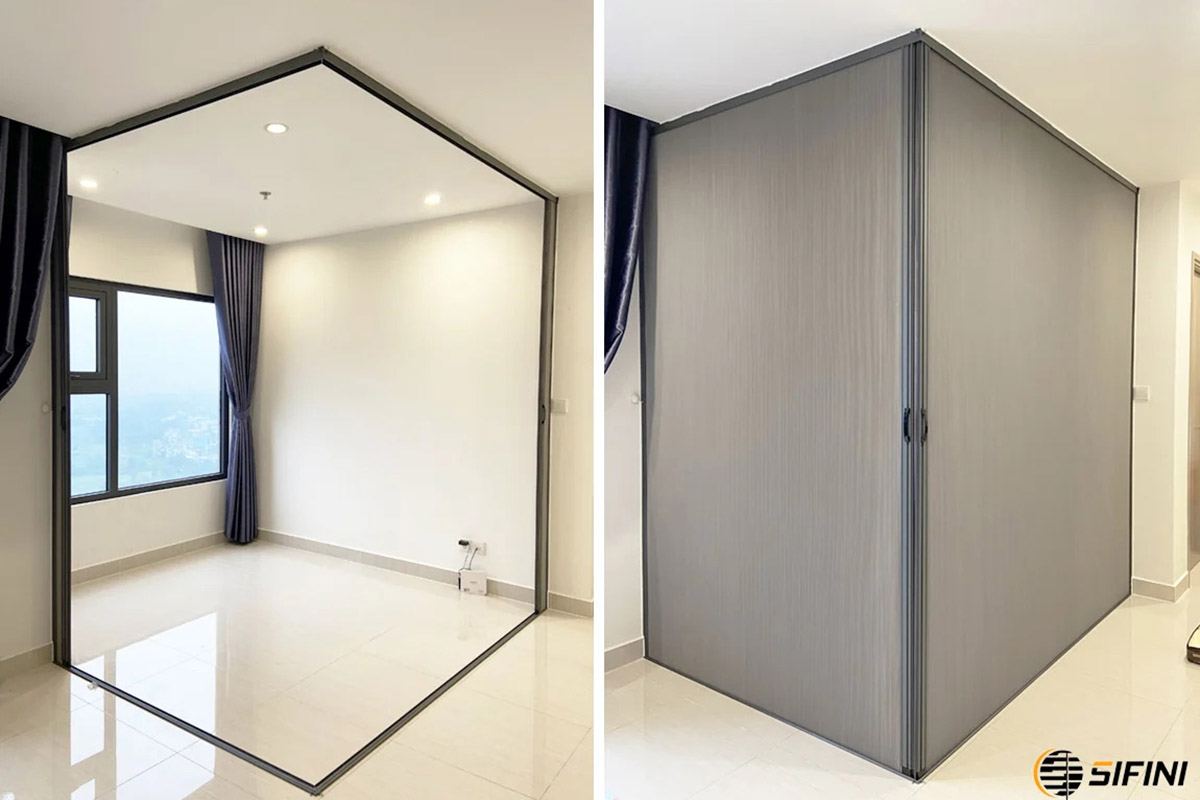 Một kiểu vách tổ ong ngăn một góc nhỏ của phòng hiện đại.