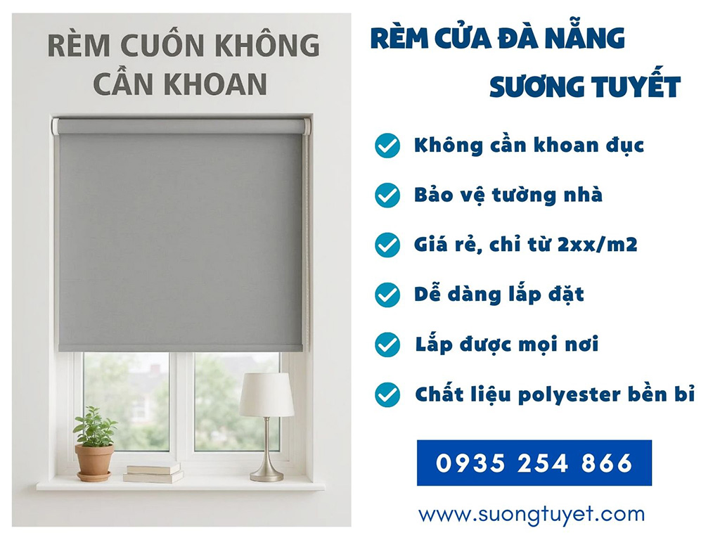 Rèm cuốn không khoan Sương Tuyết đem đến giải pháp gọn gẽ cho căn nhà.
