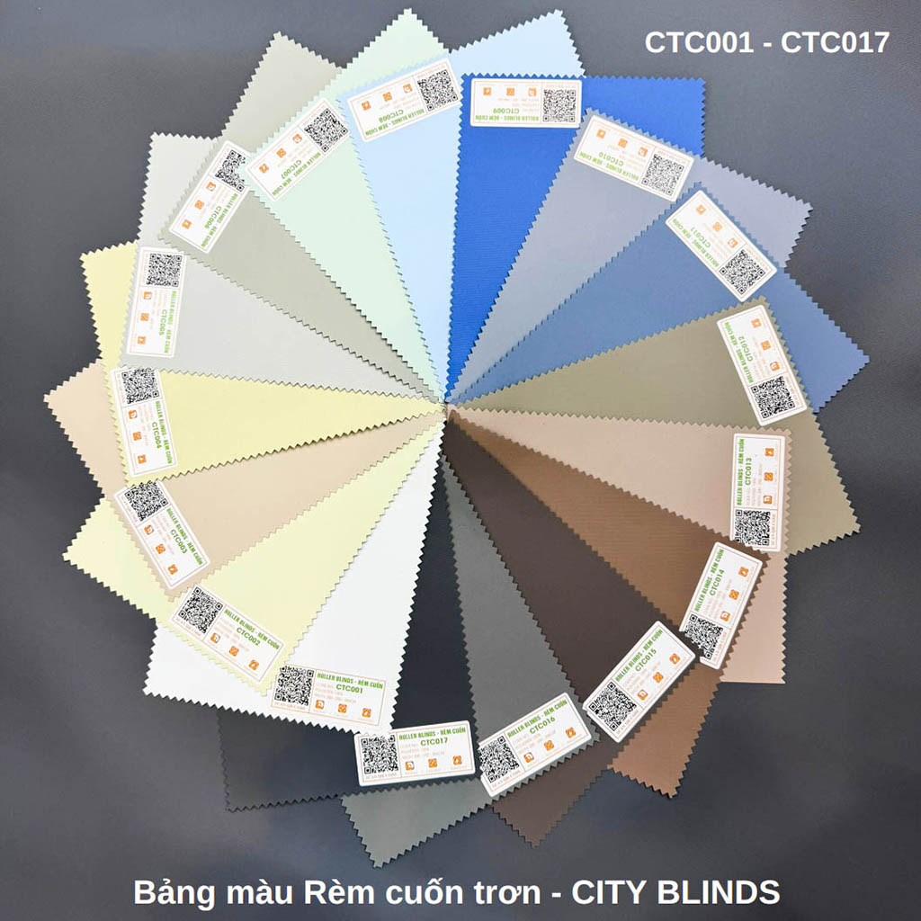 Bảng mẫu rèm cuốn không khoan cơ bản.