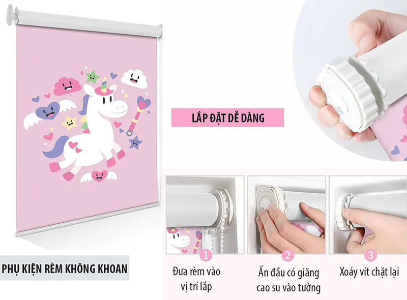 Bạn có thể mua rèm cuốn trơn hoặc rèm cuốn in tranh không khoan.