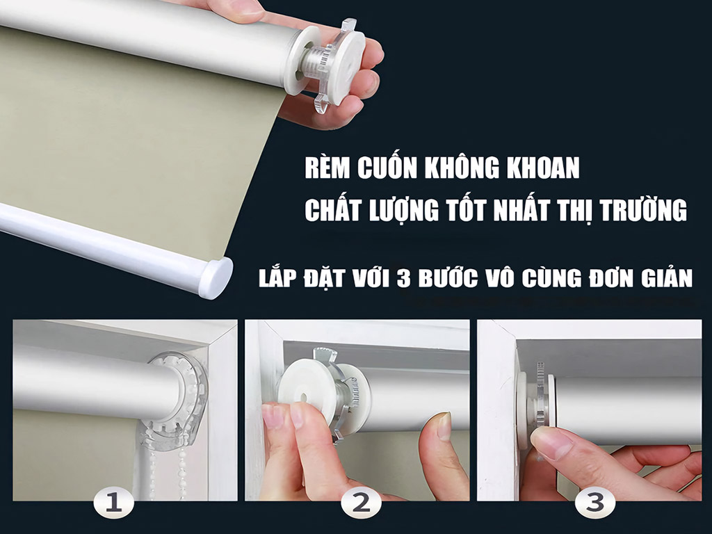 Lắp đặt rèm cuộn không khoan chỉ với vài phú tiện lợi.