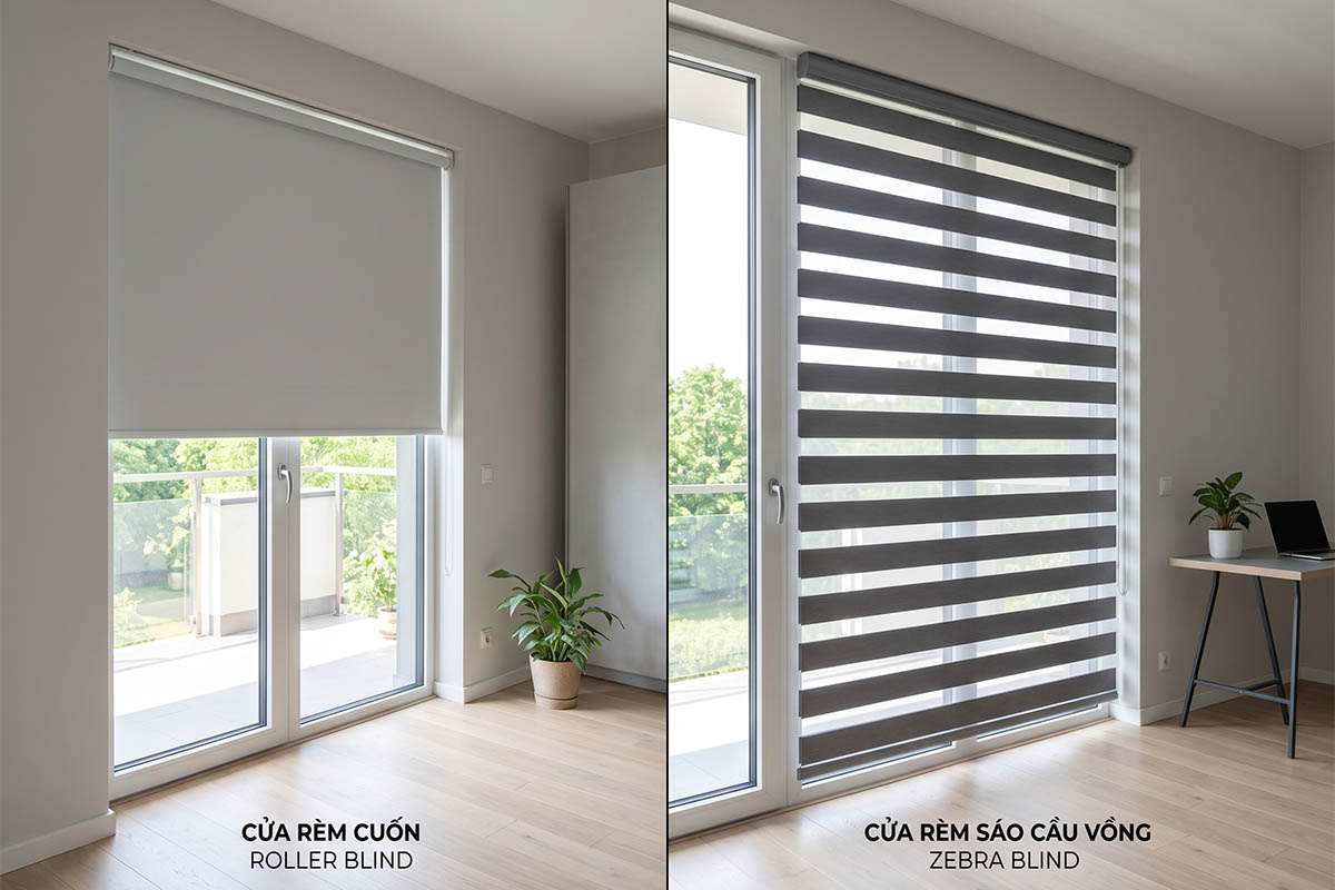 Một số cửa đi hoàn toàn có thể lắp rèm cuốn cản sáng.