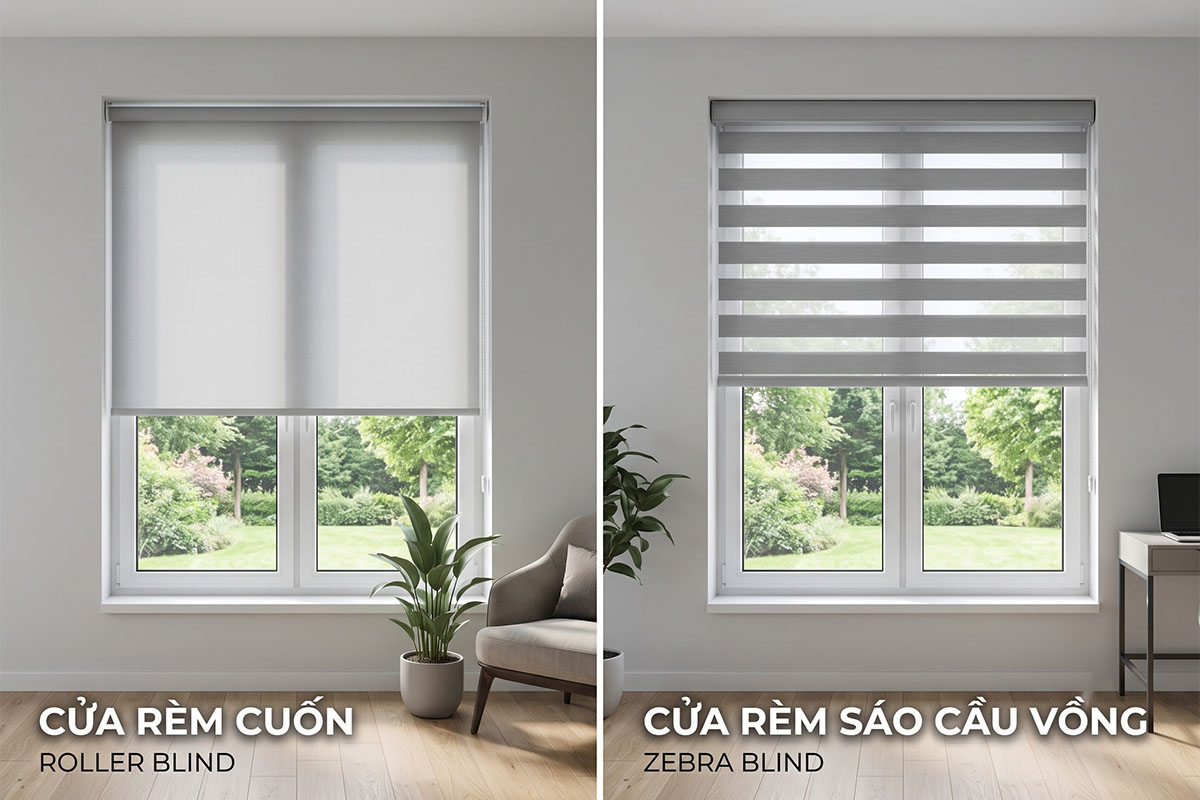 Bán sẽ chọn rèm cuốn hay rèm cầu vồng cho cửa hướng Tây?