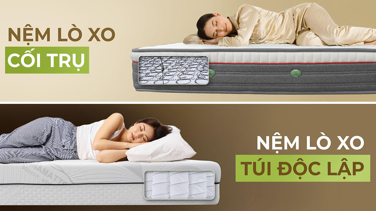 PHÂN BIỆT, ĐÁNH GIÁ NỆM LÒ XO TÚI VÀ LÒ XO LIÊN KẾT
