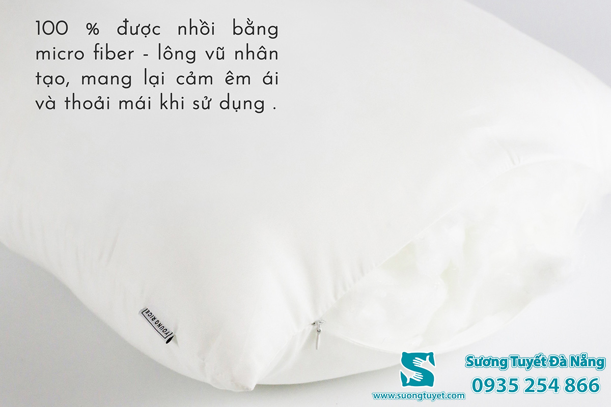 Gối lông vũ nhân tạo chính hãng đàn hồi rất tốt và cực kỳ êm ái.