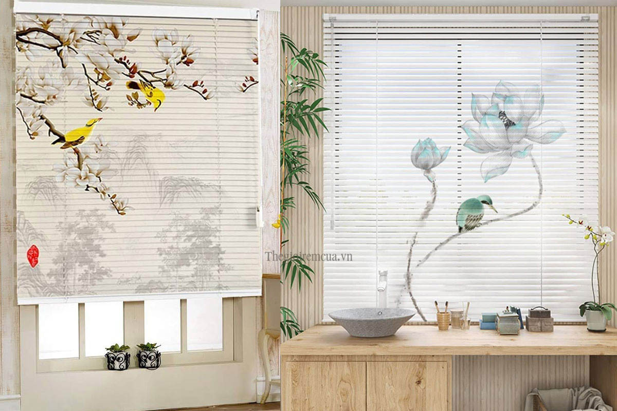 Cũng như rèm cuốn, rèm nhôm có rất nhiều họa tiết tranh đặc sắc.