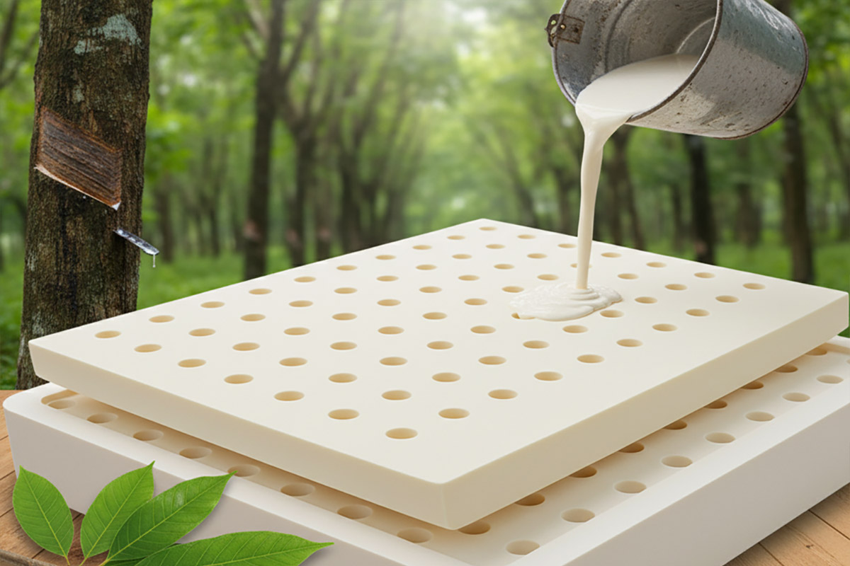 Nệm cao su tự nhiên làm từ 100% cao su nguyên chất.