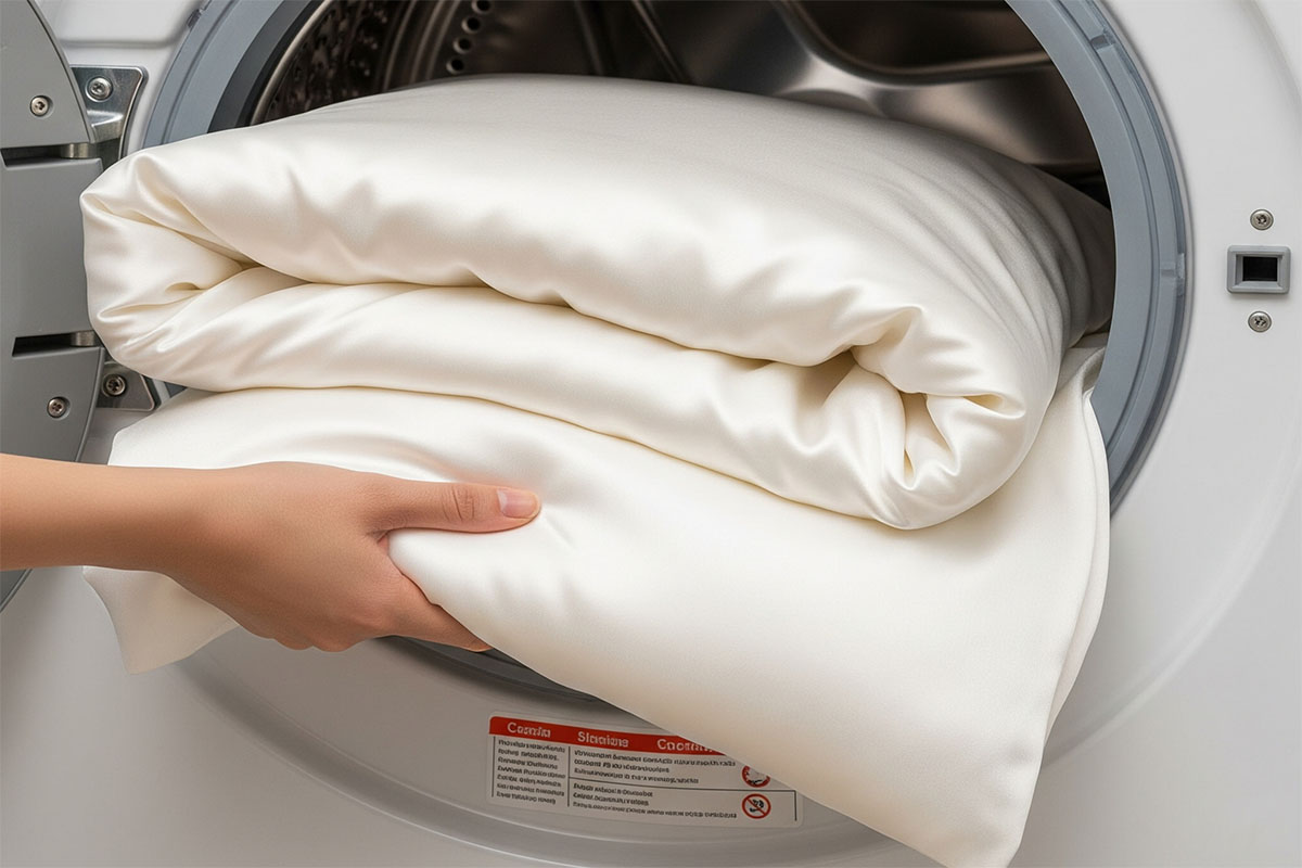 Chỉ nên giặt nhẹ để giữ độ bền cho chăn ga.