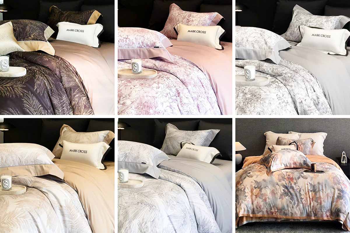 Bộ chăn ga lụa Marcross in hoa nhập khẩu.