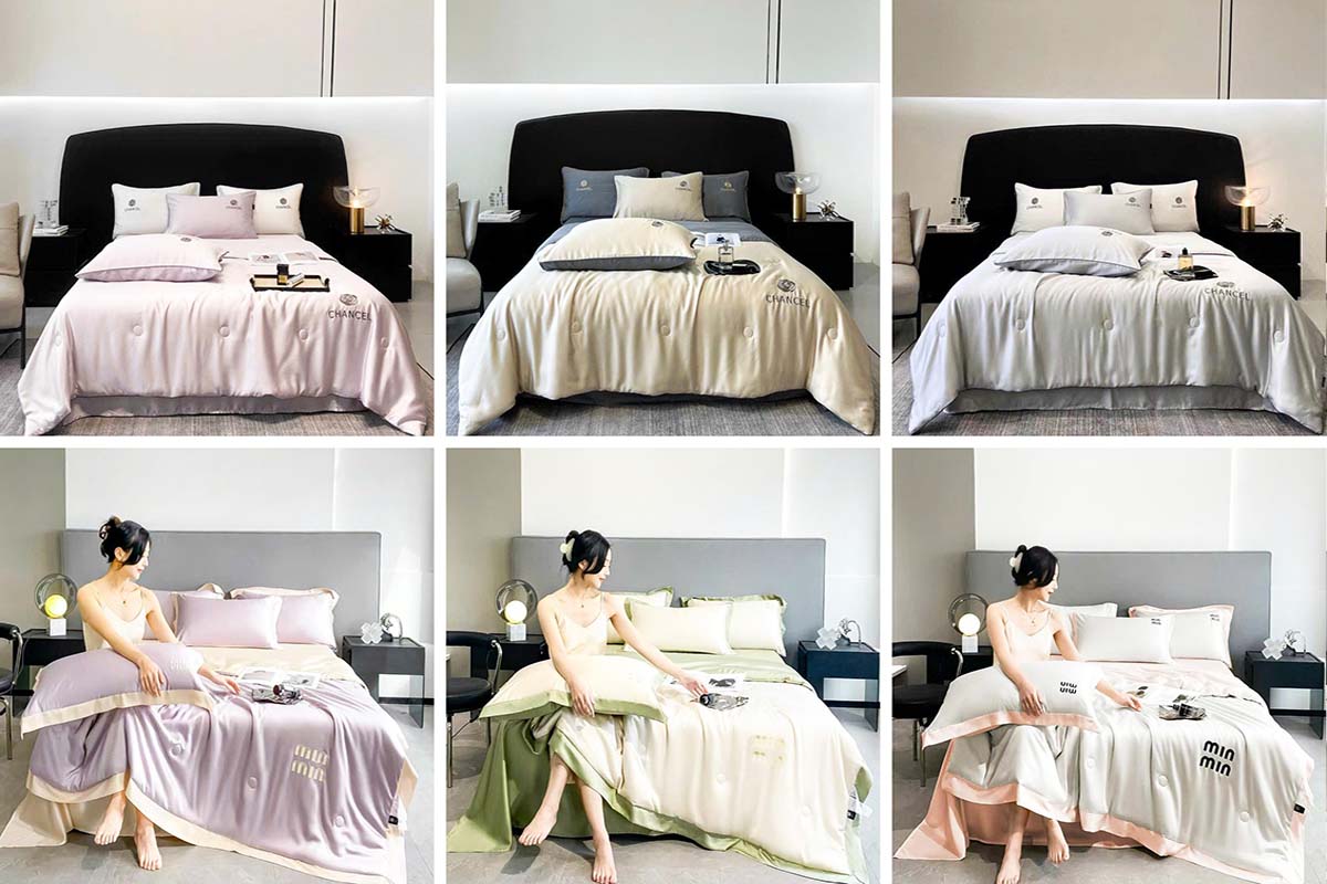 Bộ chăn ga min min 600.000đ cũng giống lụa Thái, mẫu trơn.