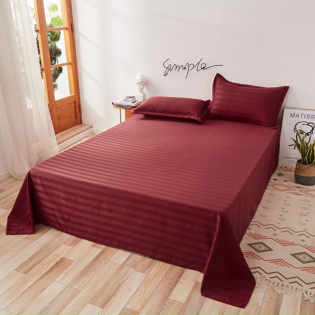 Bộ ga gối Cotton 3f màu đỏ nổi bật.