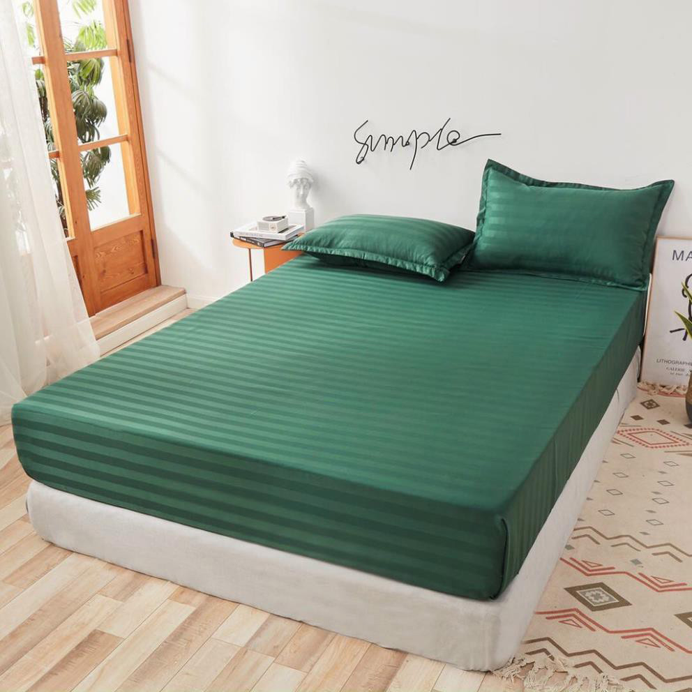 Bộ ga gối Cotton 3f màu xanh sặc sỡ.