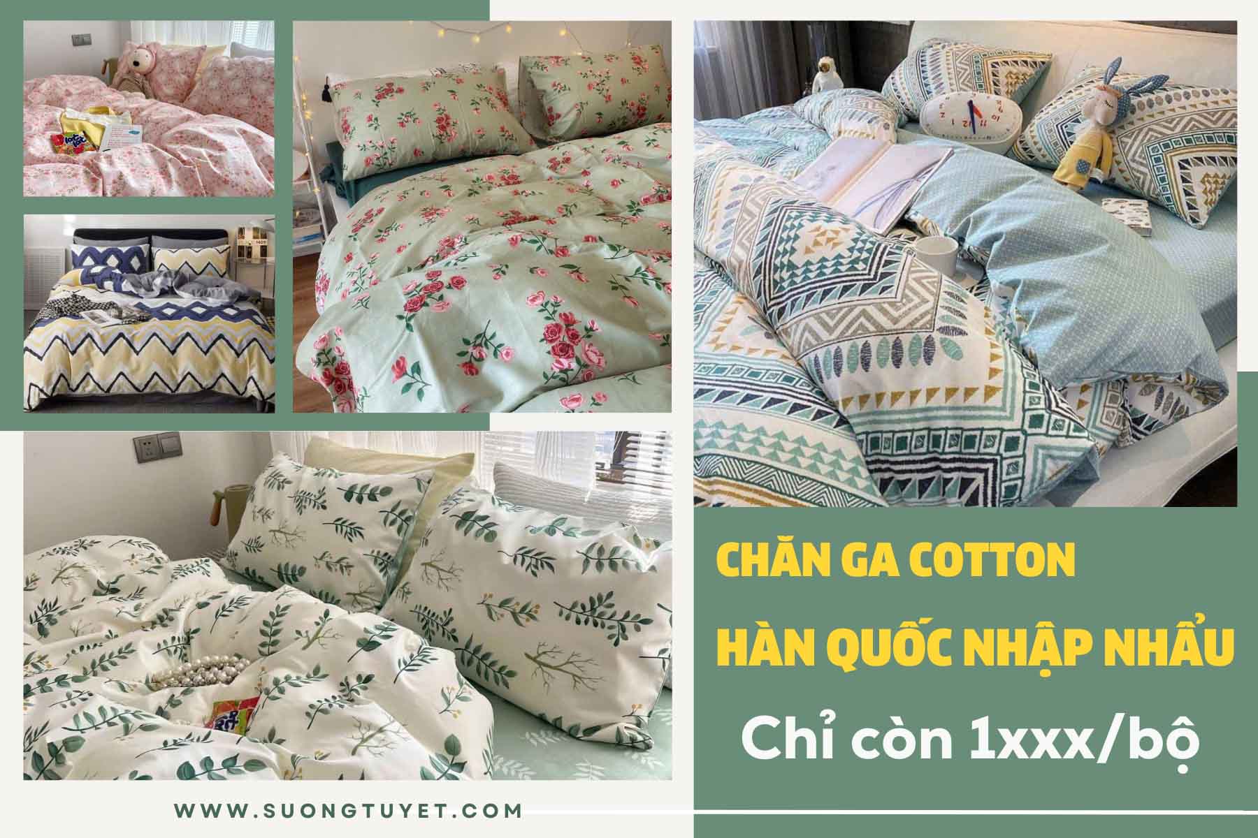 Một số mẫu chăn ga Hàn Quốc đẹp.